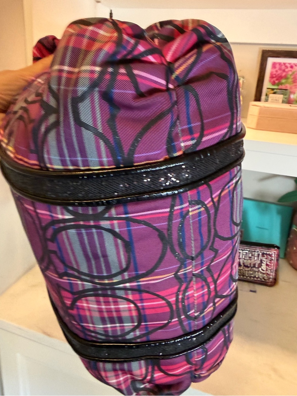 Coach Poppy 2009 colorful EUC PLAID POPPY Pink Black Purple Shoulder Bag 2 Tags - Picture 16 of 16